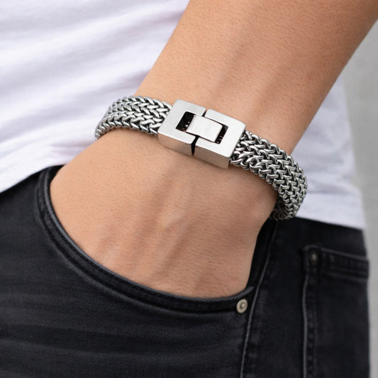 Stainless Steel Solid Bracelet, Polished, Steel Finish