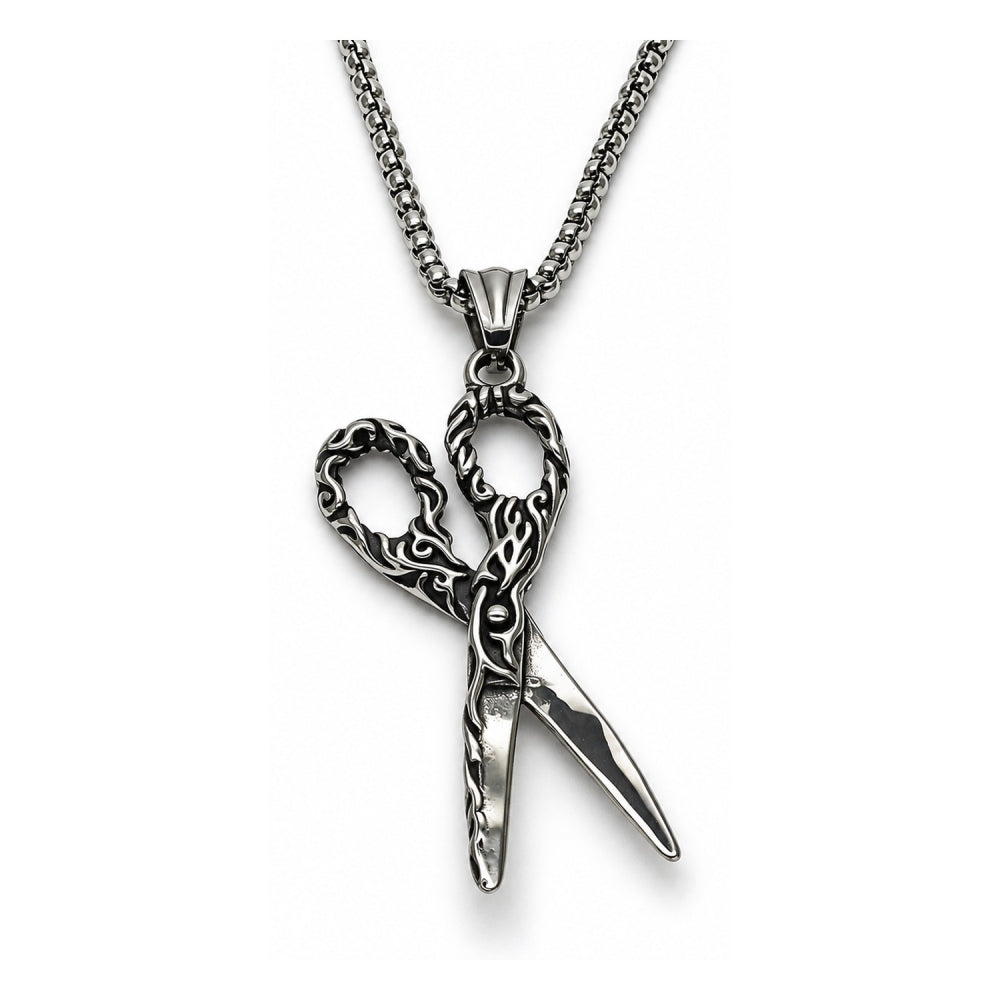 Stainless Steel Pendant Necklace, Box Design, Polished, Steel Finish