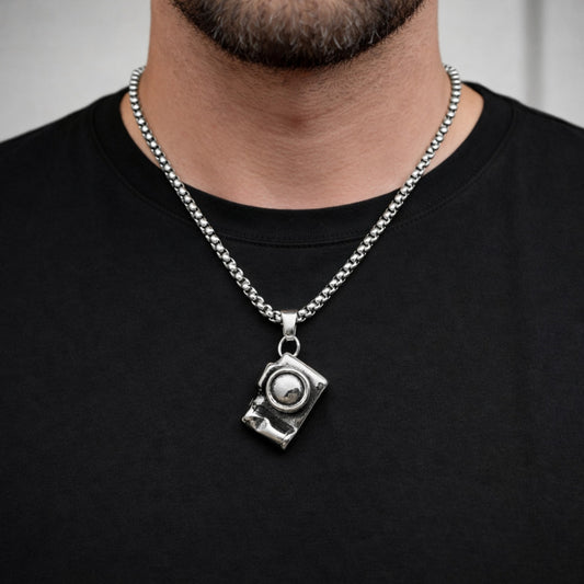 Stainless Steel Pendant Necklace, Polished, Steel Finish