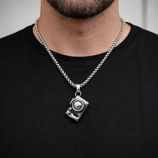 Stainless Steel Pendant Necklace, Polished, Steel Finish