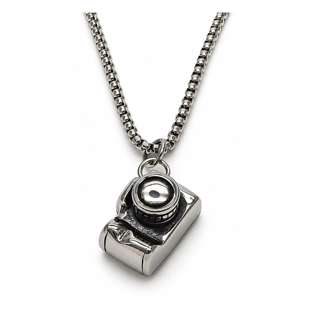 Stainless Steel Pendant Necklace, Polished, Steel Finish