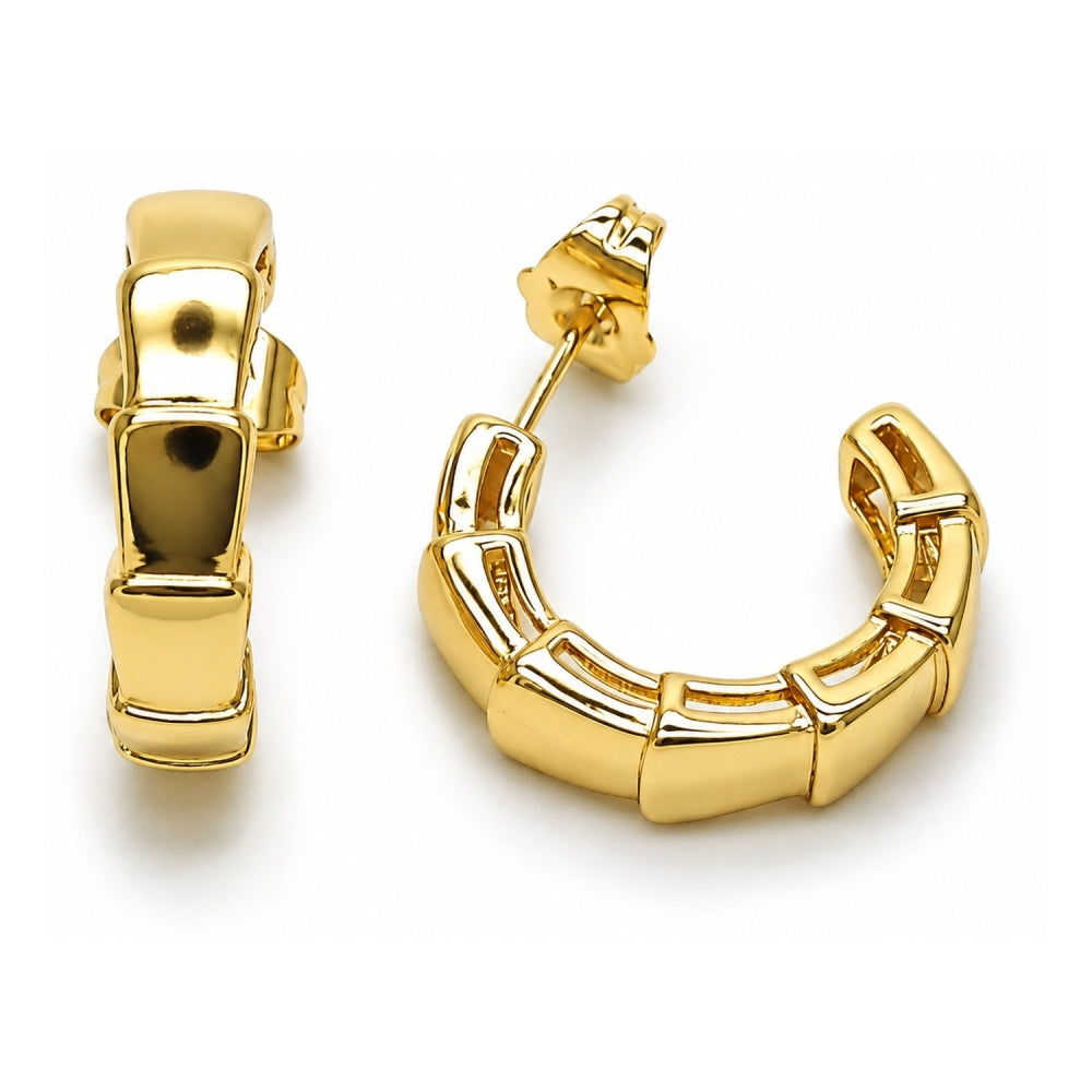 Oro Laminado Small Hoop, Gold Filled Style Snake Design, Polished, Golden Finish