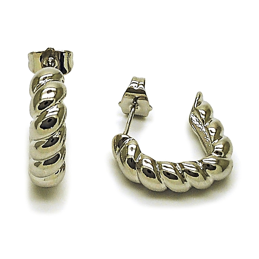 Rhodium Gold Filled Medium Hoop, Twist Design, Polished, Rhodium Finish