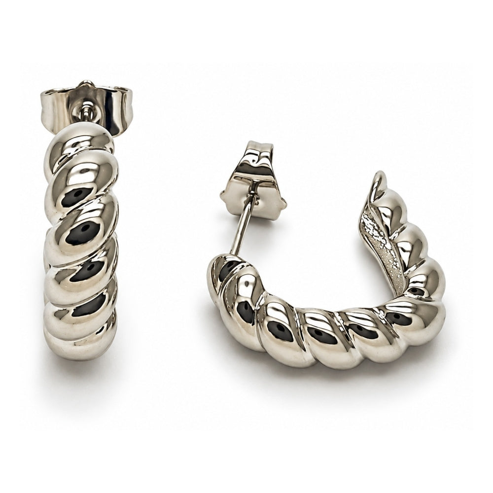 White Gold Filled Medium Hoop, Twist Design, Polished, Rhodium Finish