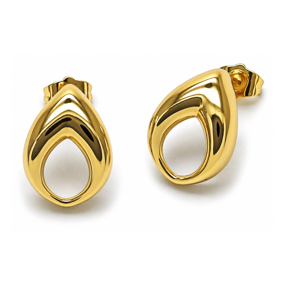 Oro Laminado Stud Earring, Gold Filled Style Four-leaf Clover Design, Polished, Golden Finish