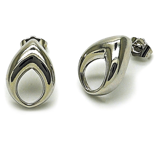 Rhodium Gold Filled Stud Earring, Four-leaf Clover Design, Polished, Rhodium Finish