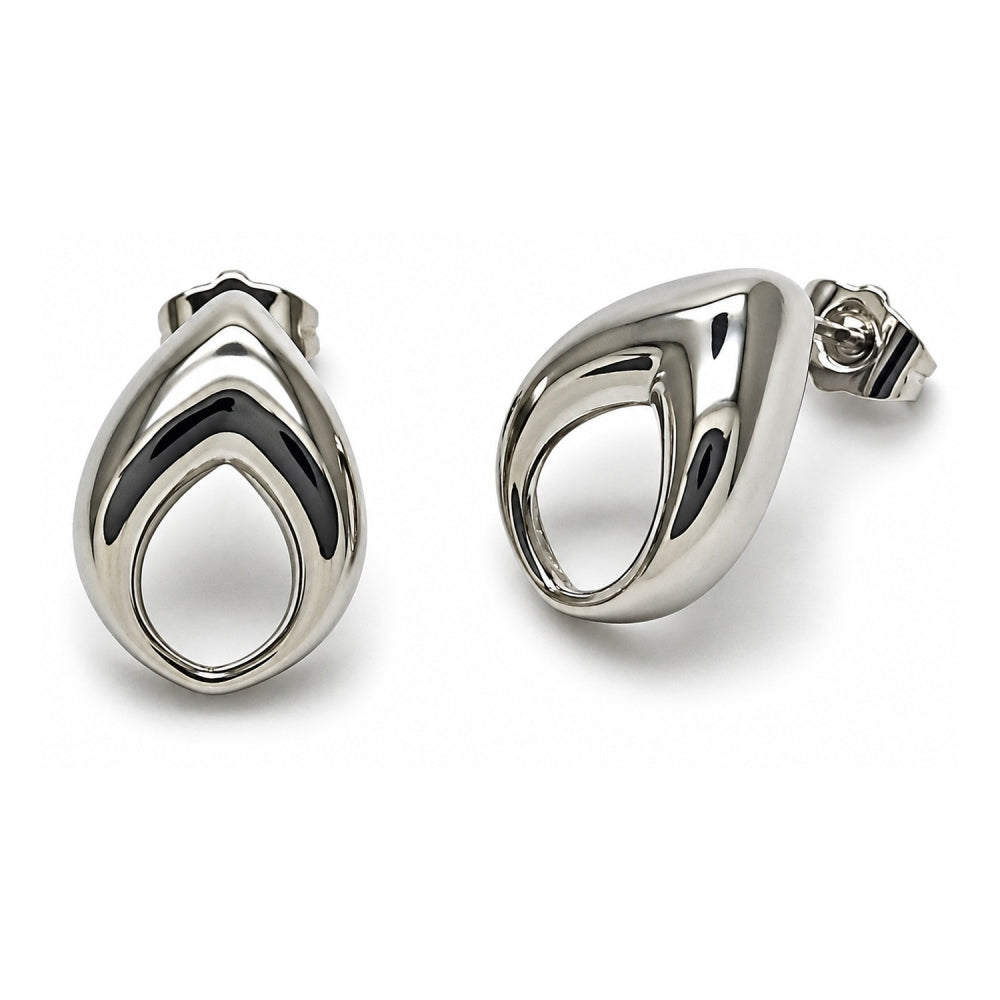White Gold Filled Stud Earring, Four-leaf Clover Design, Polished, Rhodium Finish