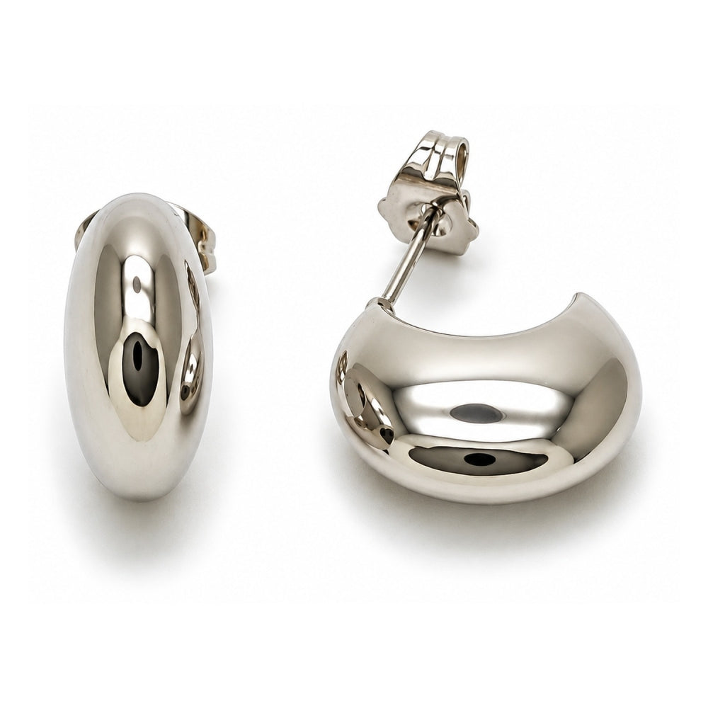 White Gold Filled Stud Earring, Polished, Rhodium Finish