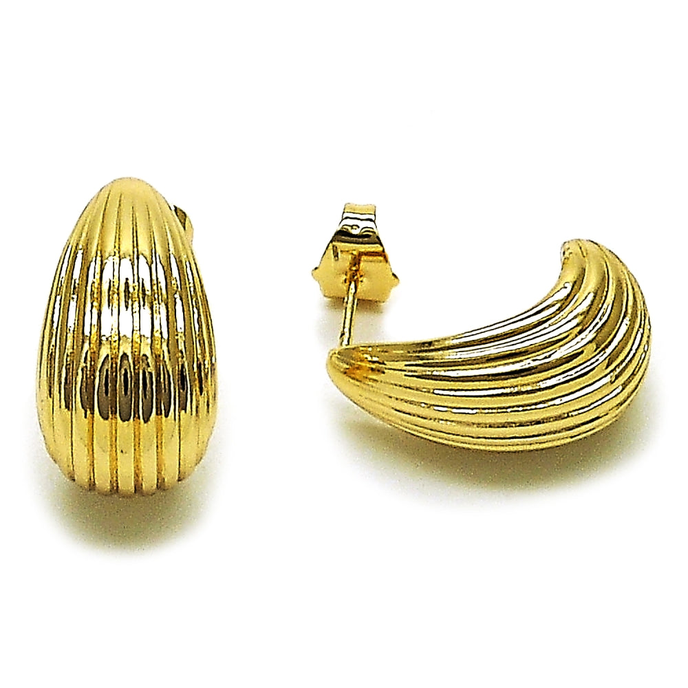 Oro Laminado Stud Earring, Gold Filled Style Teardrop Design, Polished, Golden Finish