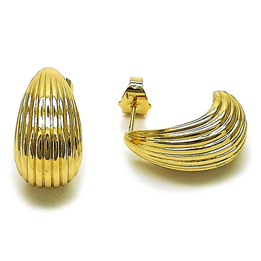 Oro Laminado Stud Earring, Gold Filled Style Teardrop Design, Polished, Golden Finish