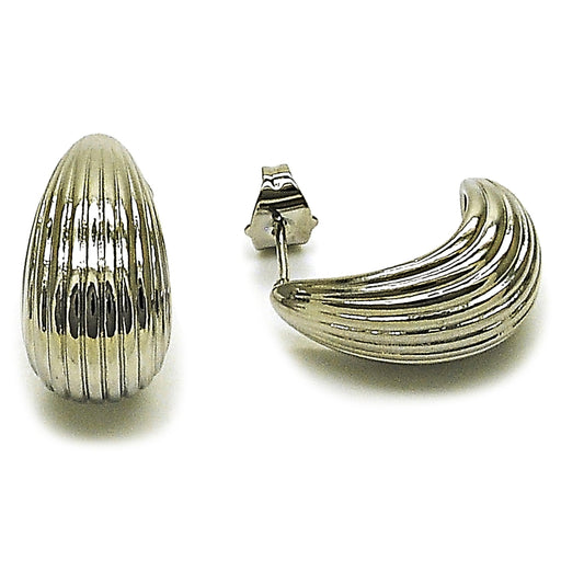 Rhodium Gold Filled Stud Earring, Teardrop Design, Polished, Rhodium Finish