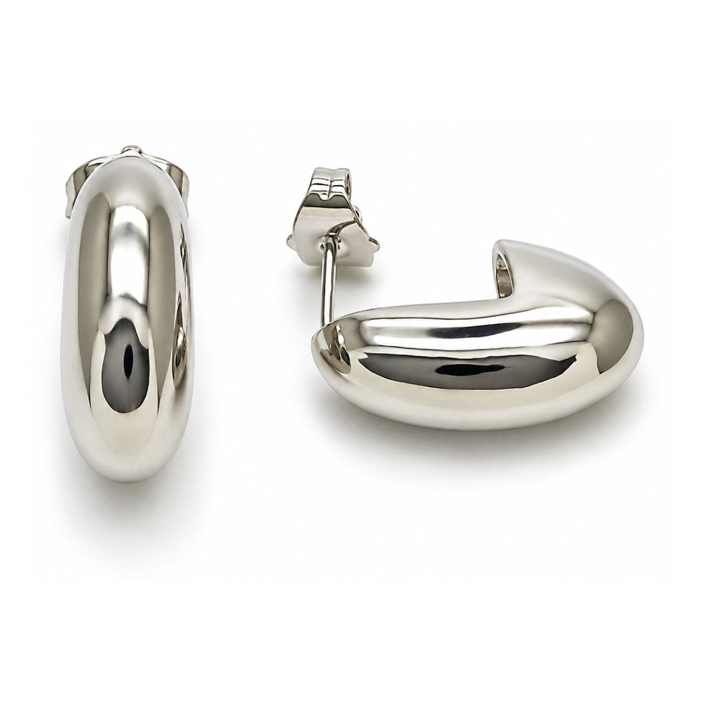 White Gold Filled Stud Earring, Polished, Rhodium Finish