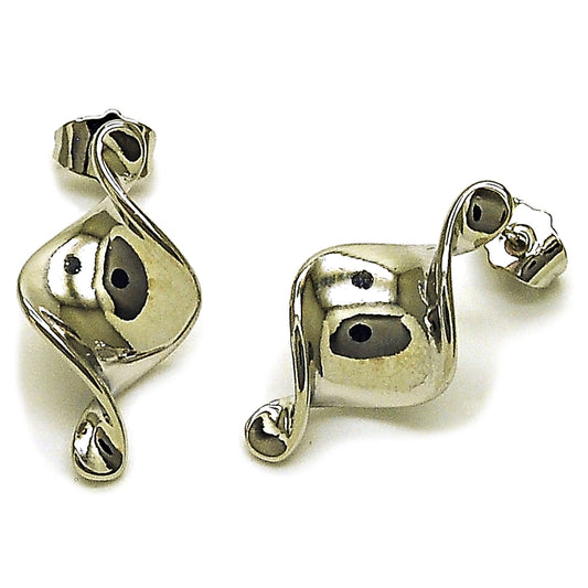 Rhodium Gold Filled Stud Earring, Twist Design, Polished, Rhodium Finish