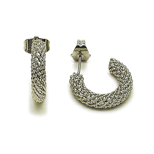 Rhodium Gold Filled Small Hoop, Rope Design, Diamond Cutting Finish, Rhodium Finish