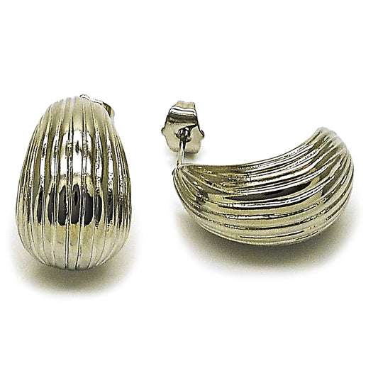 Rhodium Gold Filled Stud Earring, Teardrop Design, Polished, Rhodium Finish
