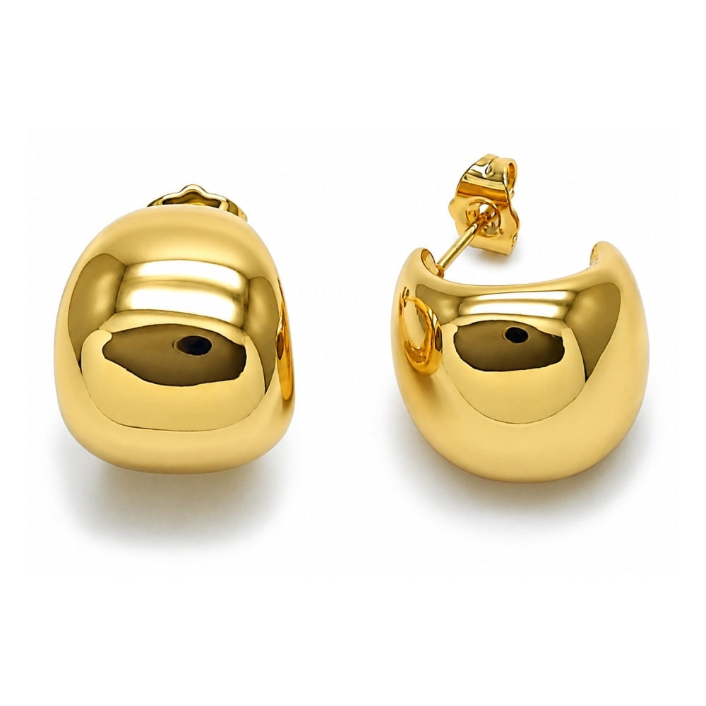 Oro Laminado Small Hoop, Gold Filled Style Ball Design, Polished, Golden Finish