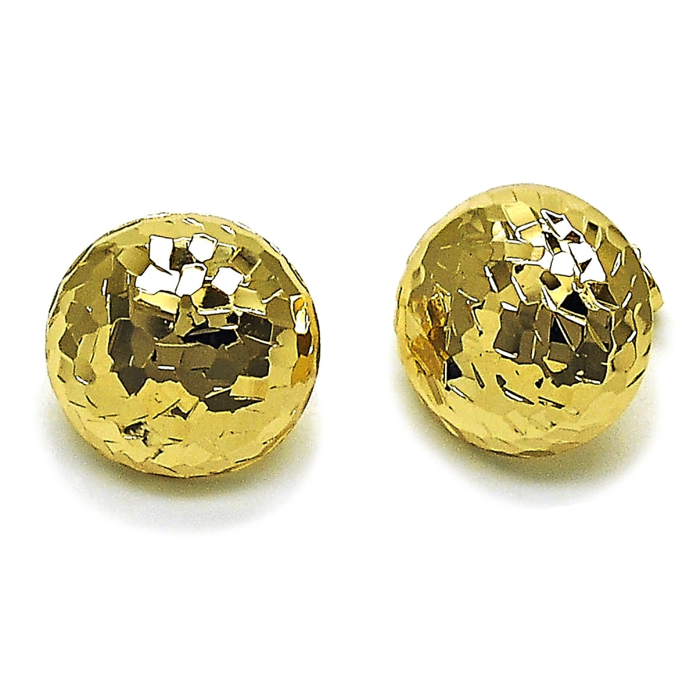 Oro Laminado Stud Earring, Gold Filled Style Diamond Cutting Finish, Golden Finish
