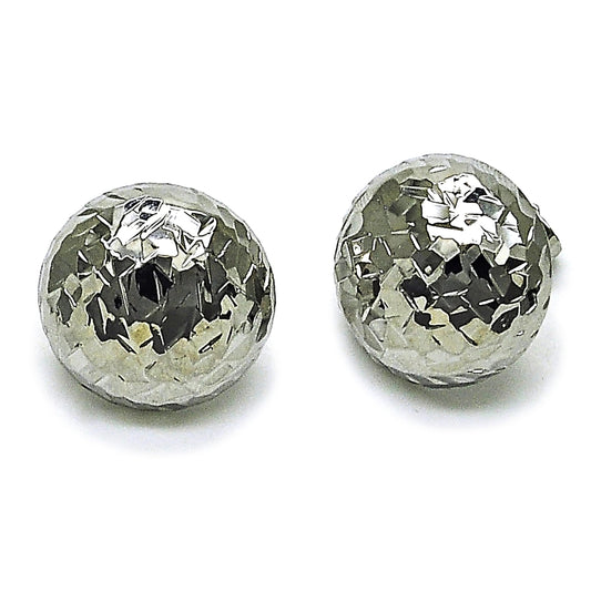 Rhodium Gold Filled Stud Earring, Diamond Cutting Finish, Rhodium Finish