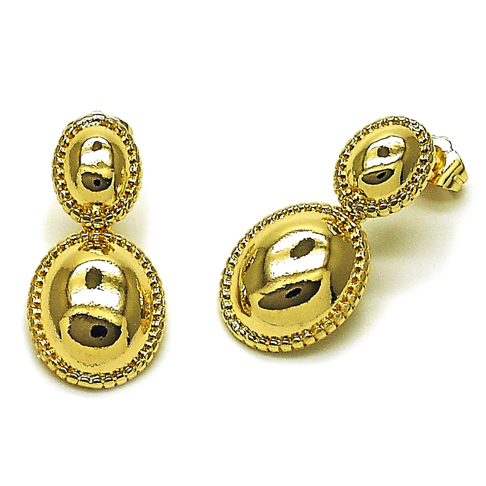 Oro Laminado Dangle Earring, Gold Filled Style Polished, Golden Finish