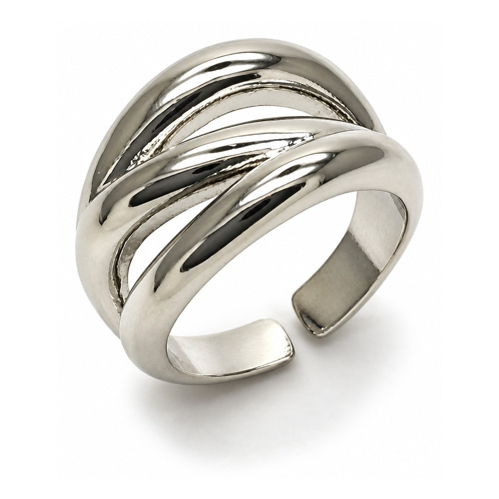 White Gold Filled Elegant Ring, Polished, Rhodium Finish