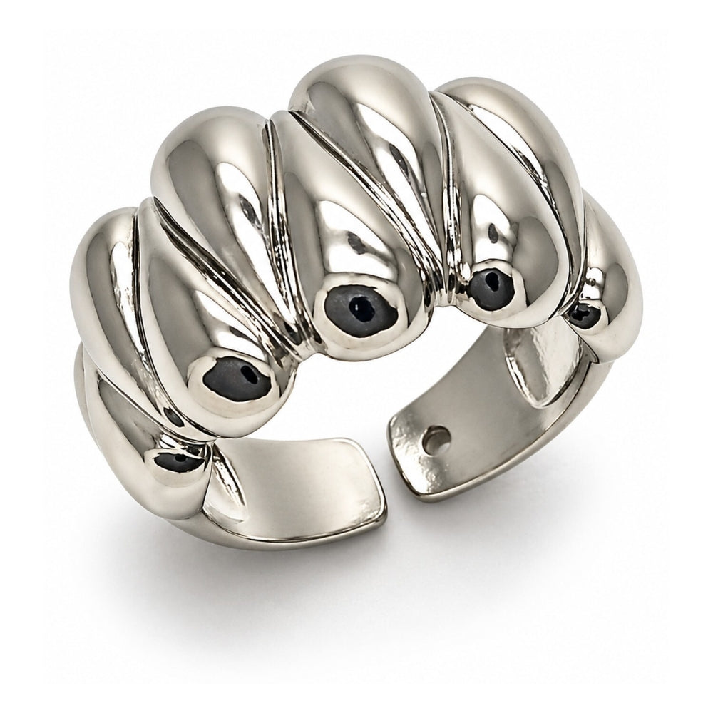 White Gold Filled Elegant Ring, Heart Design, Polished, Rhodium Finish