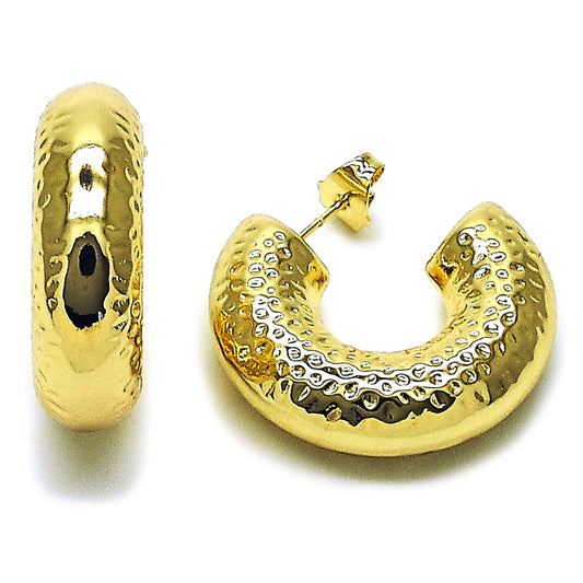 Oro Laminado Medium Hoop, Gold Filled Style Hollow Design, Polished, Golden Finish