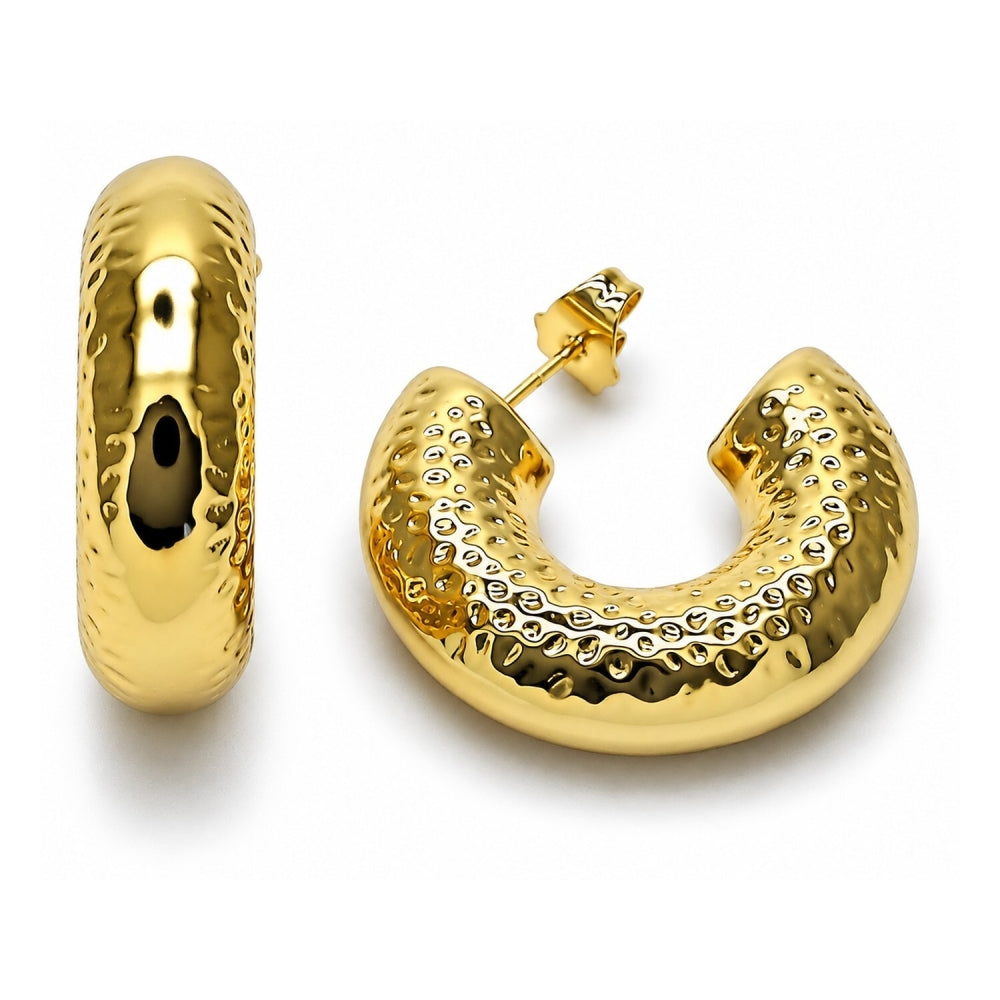 Oro Laminado Medium Hoop, Gold Filled Style Hollow Design, Polished, Golden Finish