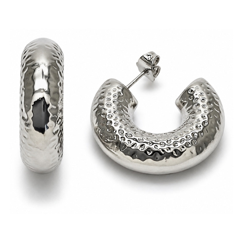 White Gold Filled Medium Hoop, Hollow Design, Polished, Rhodium Finish