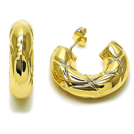 Oro Laminado Medium Hoop, Gold Filled Style Hollow Design, Polished, Golden Finish