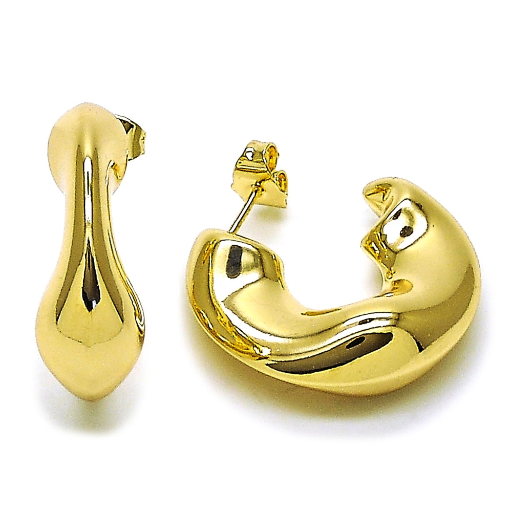 Oro Laminado Medium Hoop, Gold Filled Style Hollow Design, Polished, Golden Finish