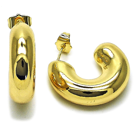 Oro Laminado Medium Hoop, Gold Filled Style Hollow Design, Polished, Golden Finish