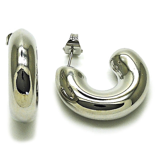 Rhodium Gold Filled Medium Hoop, Polished, Rhodium Finish