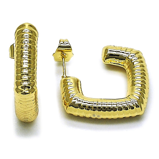 Oro Laminado Small Hoop, Gold Filled Style Hollow Design, Polished, Golden Finish