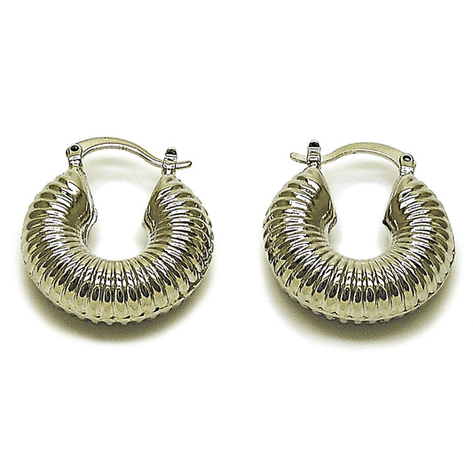Rhodium Gold Filled Small Hoop, Hollow Design, Polished, Rhodium Finish