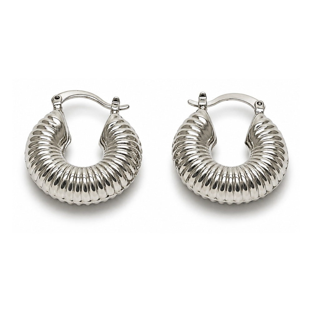 White Gold Filled Small Hoop, Hollow Design, Polished, Rhodium Finish