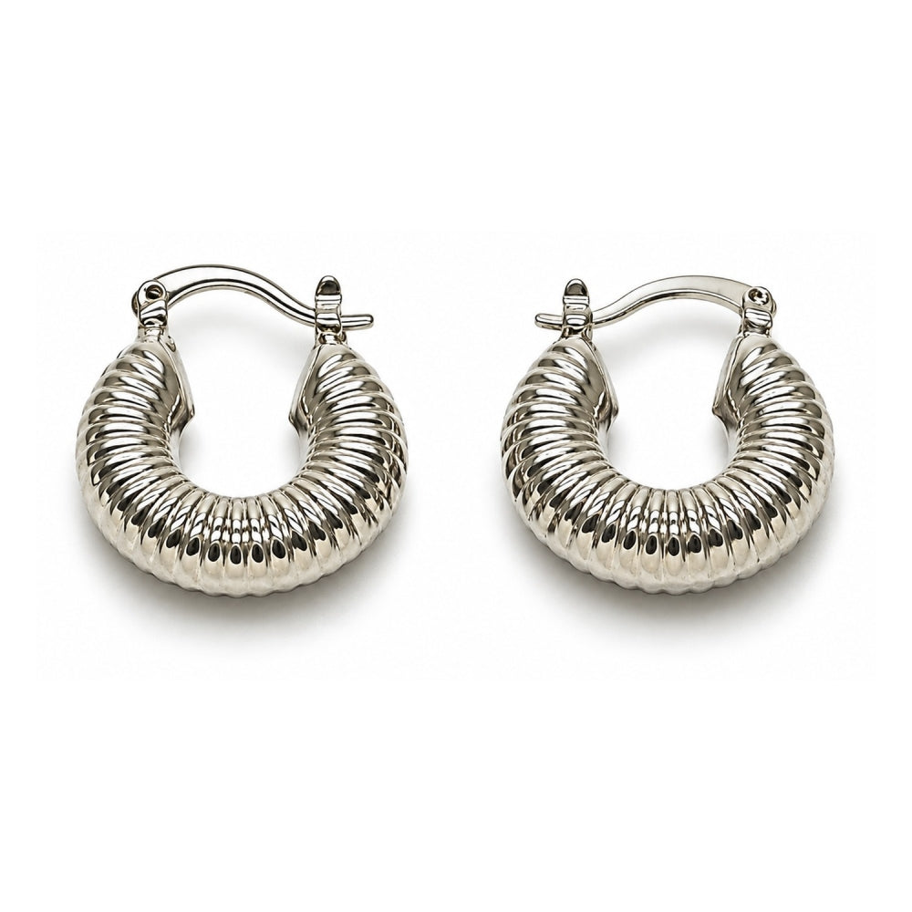 White Gold Filled Small Hoop, Hollow Design, Polished, Rhodium Finish