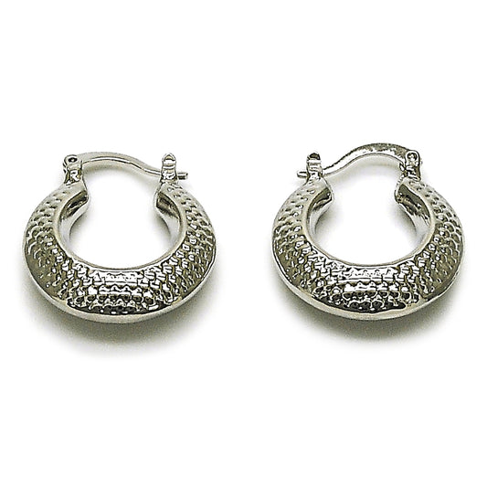 Rhodium Gold Filled Small Hoop, Hollow Design, Diamond Cutting Finish, Rhodium Finish