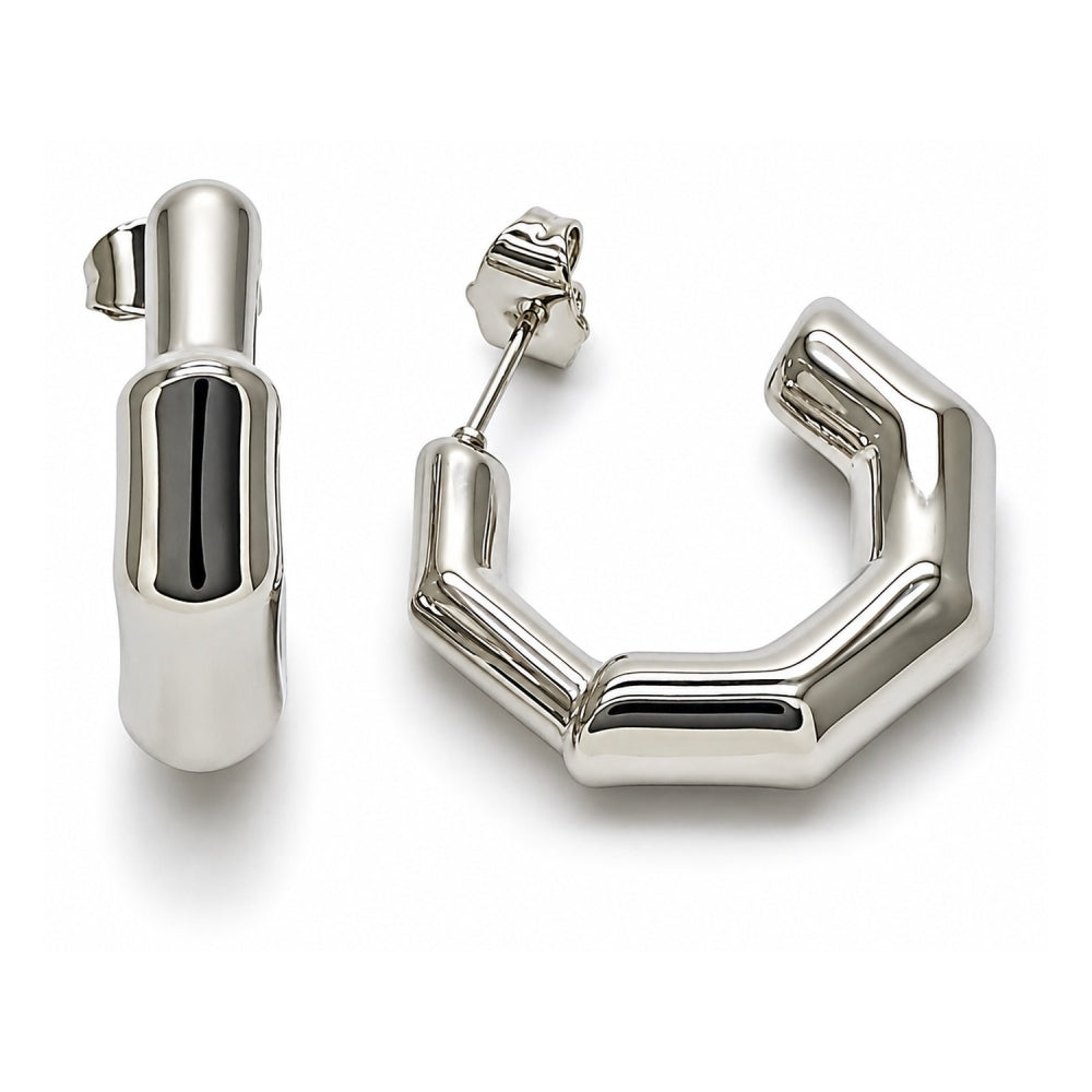 White Gold Filled Small Hoop, Hollow Design, Polished, Rhodium Finish