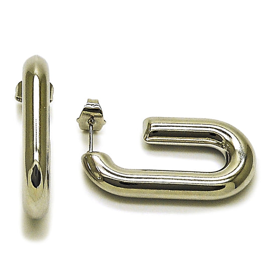Rhodium Gold Filled Stud Earring, Hollow Design, Polished, Rhodium Finish