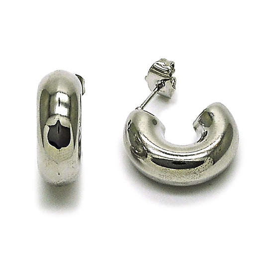 Rhodium Gold Filled Stud Earring, Hollow Design, Polished, Rhodium Finish