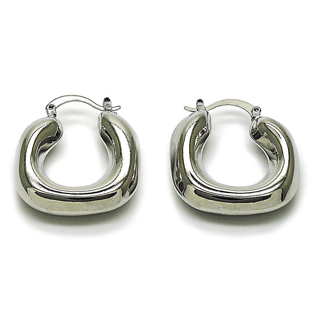 Rhodium Gold Filled Medium Hoop, Hollow Design, Polished, Rhodium Finish