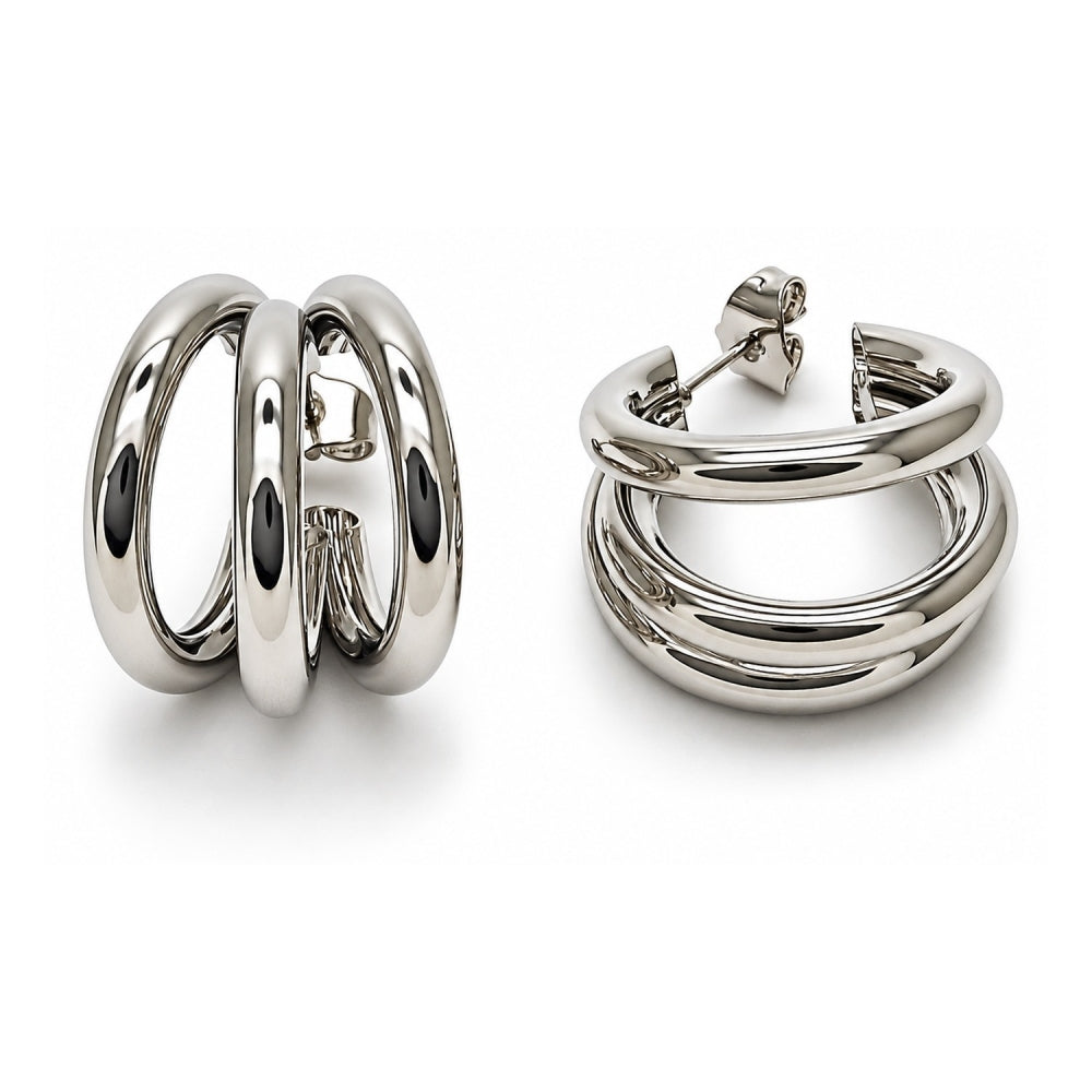 White Gold Filled Small Hoop, Hollow Design, Polished, Rhodium Finish