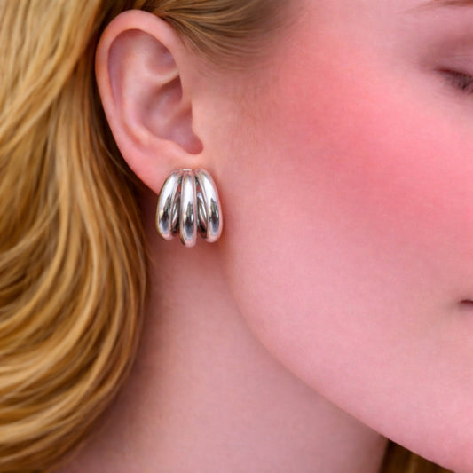 White Gold Filled Small Hoop, Hollow Design, Polished, Rhodium Finish