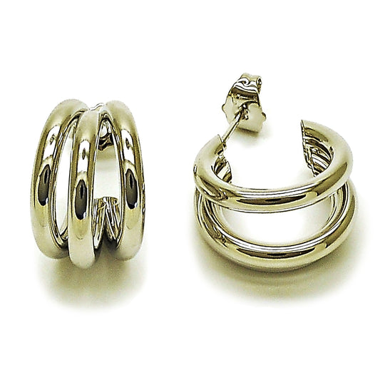 Rhodium Gold Filled Small Hoop, Hollow Design, Polished, Rhodium Finish