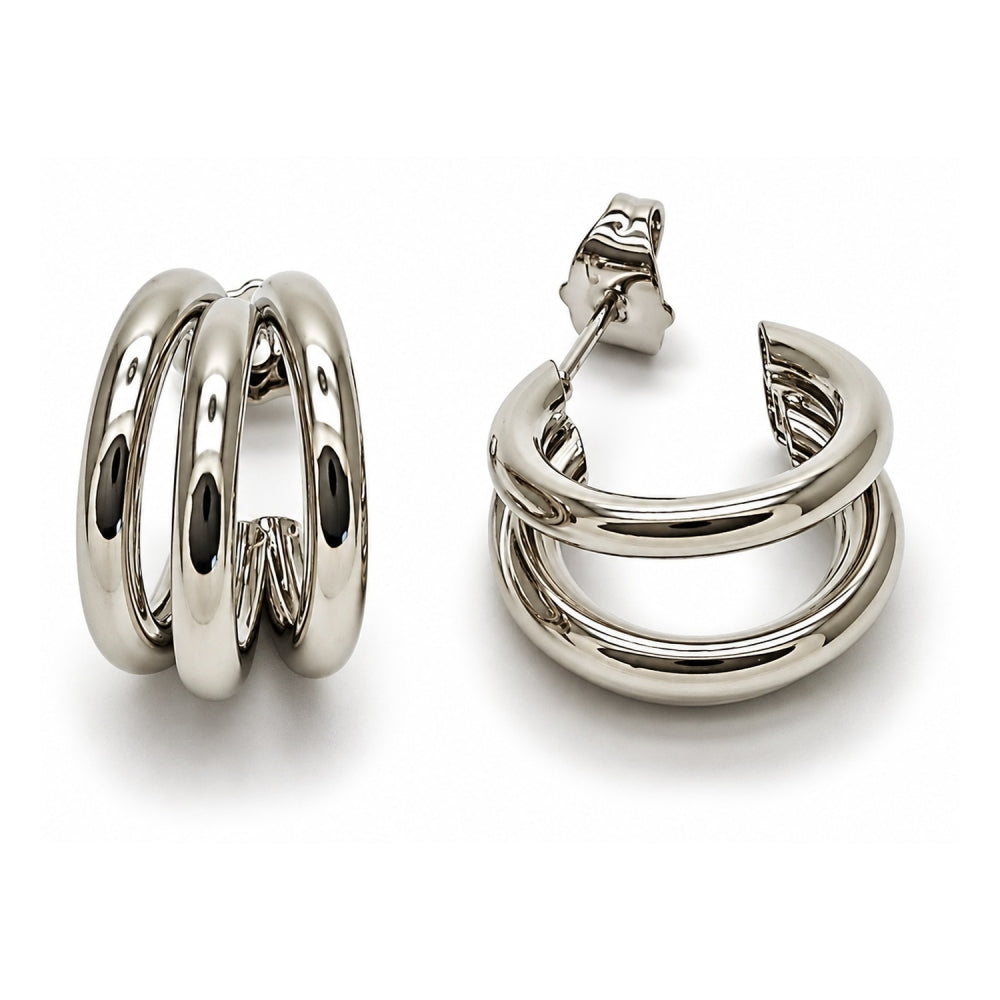 White Gold Filled Small Hoop, Hollow Design, Polished, Rhodium Finish