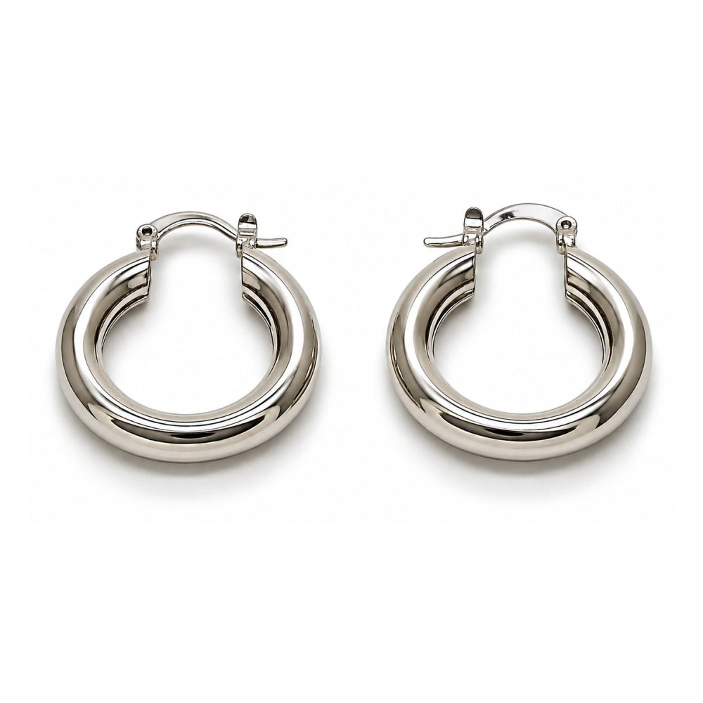 White Gold Filled Small Hoop, Polished, Rhodium Finish