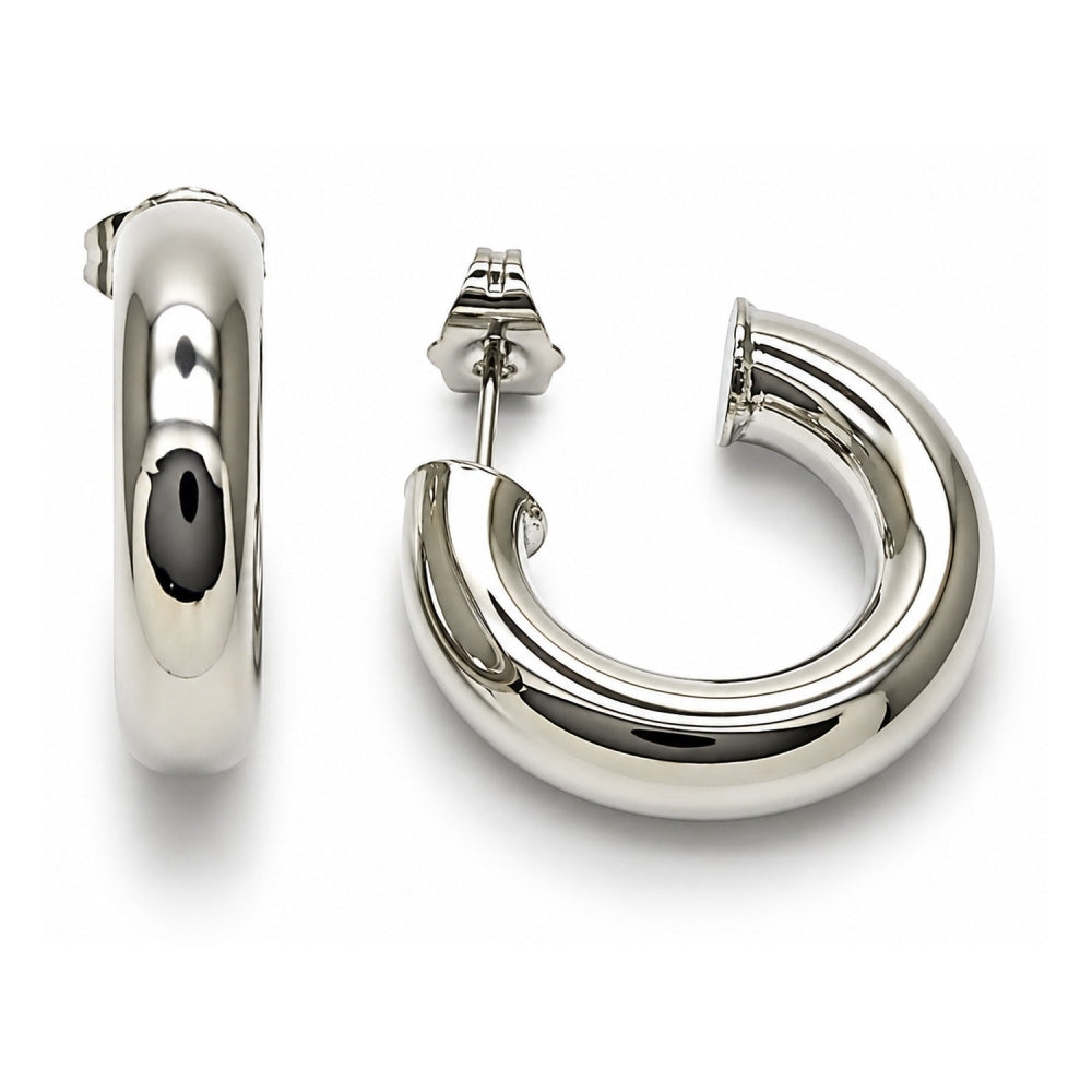 White Gold Filled Small Hoop, Hollow Design, Polished, Rhodium Finish