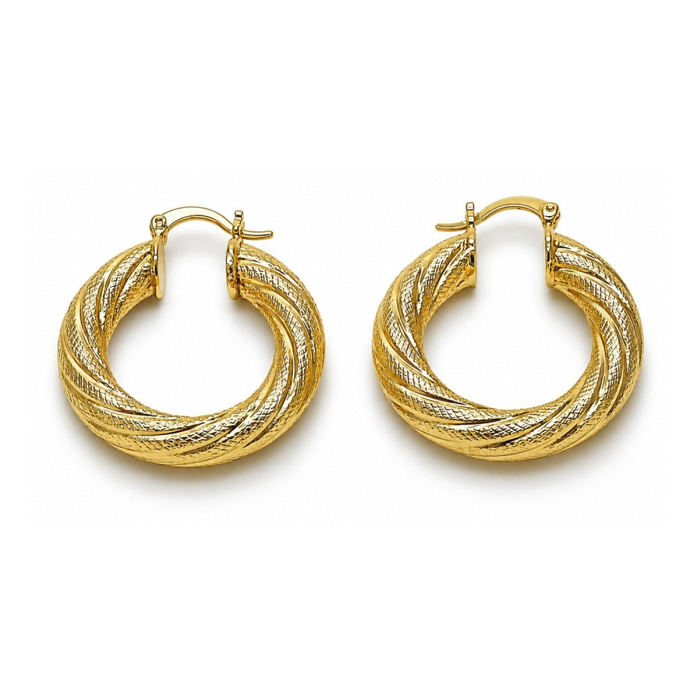 Oro Laminado Medium Hoop, Gold Filled Style Hollow Design, Matte Finish, Golden Finish