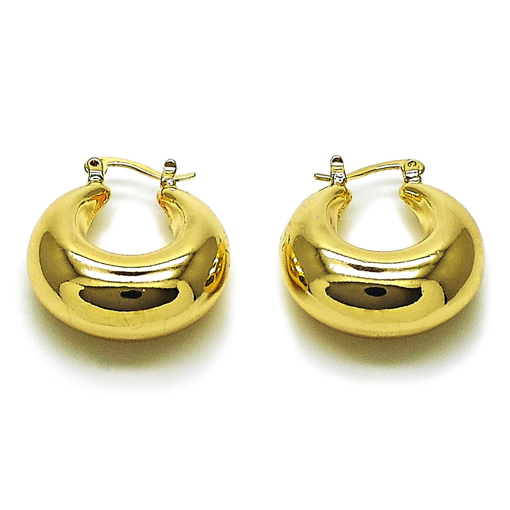 Oro Laminado Small Hoop, Gold Filled Style Hollow Design, Polished, Golden Finish