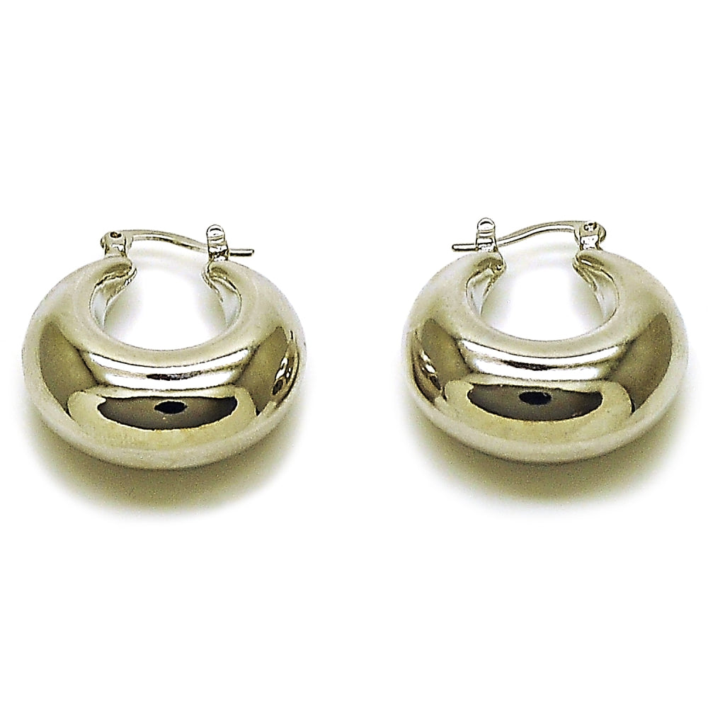 Rhodium Gold Filled Small Hoop, Hollow Design, Polished, Rhodium Finish